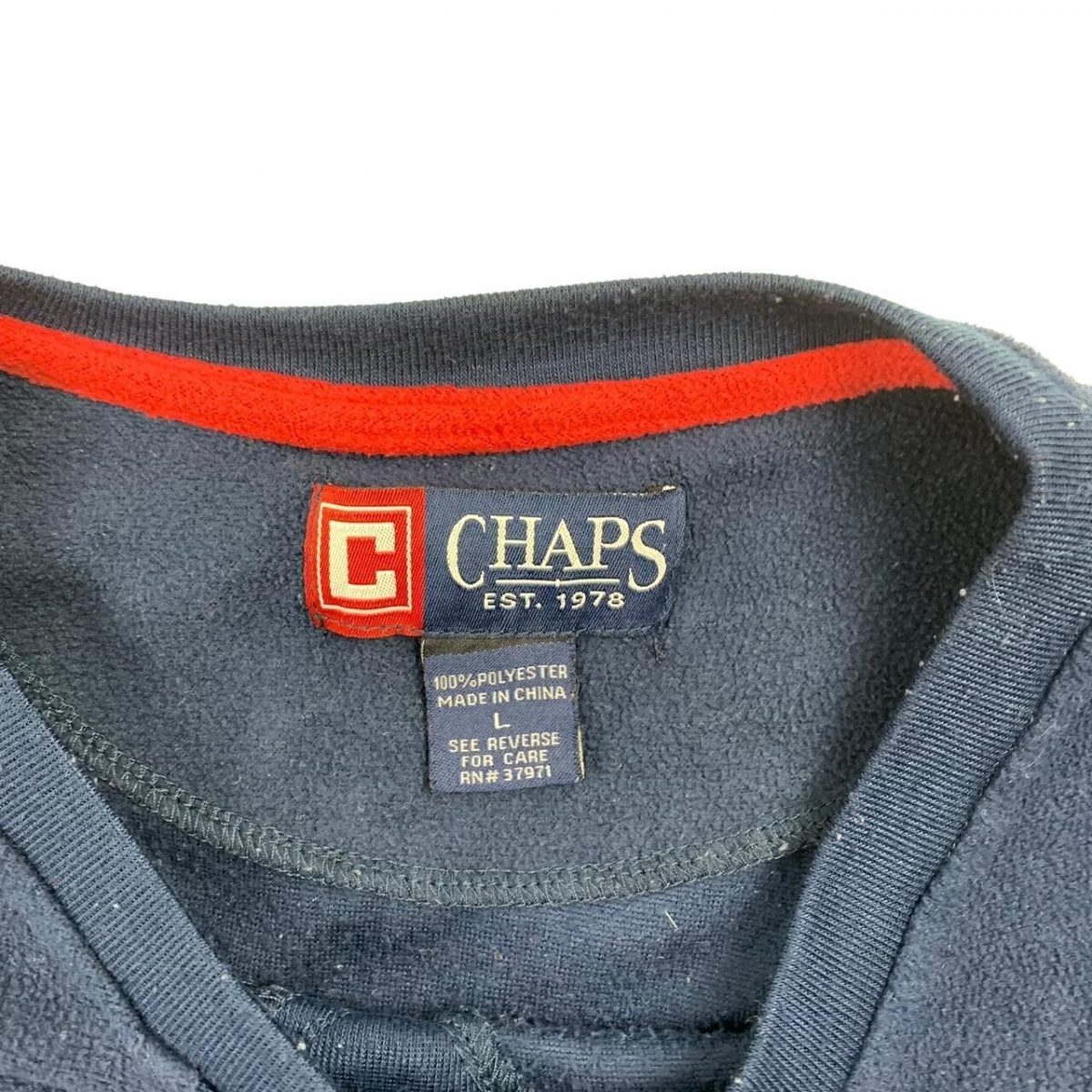 Chaps Navy Full Sleeve Pullover Sweatshirt Size Men's L - Image 3