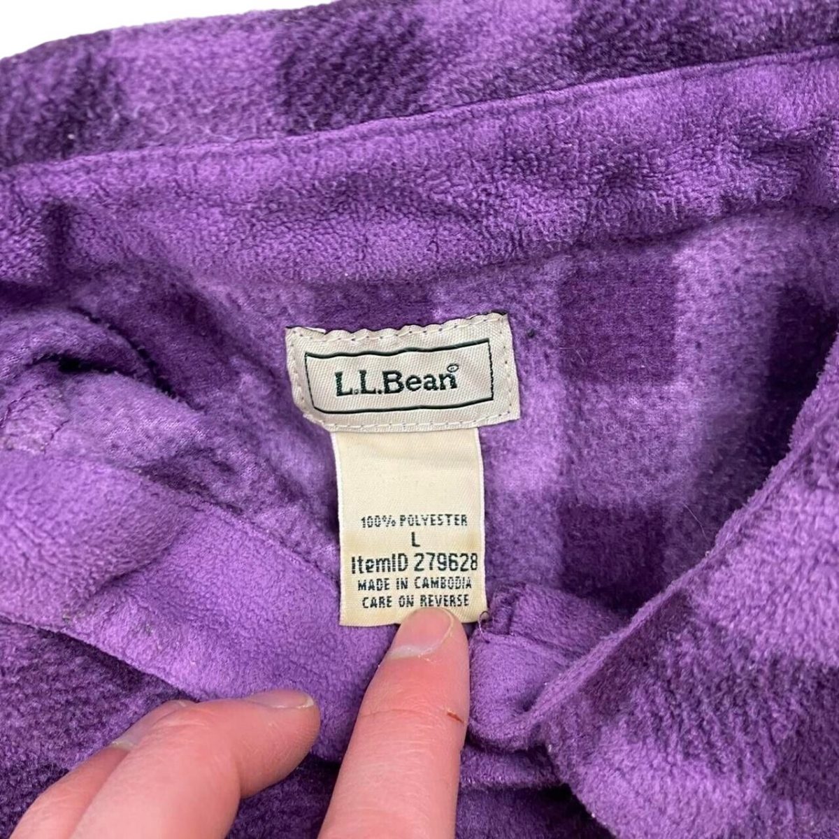 L.L.Bean Purple Long Sleeved Shirt Size Mens L - Image 3