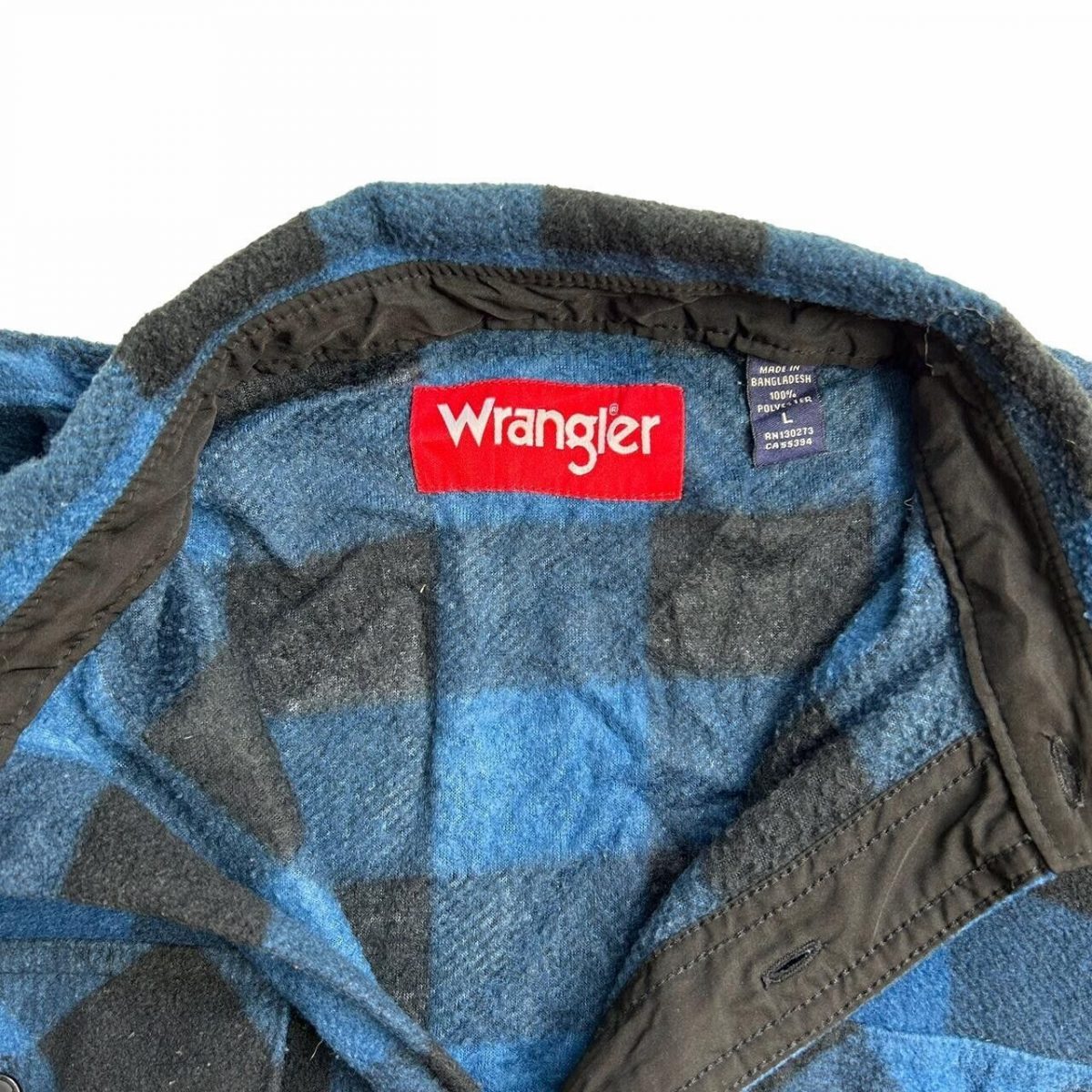 Wrangler Black Blue Long Sleeved Button Shirt Size Mens L - Image 3