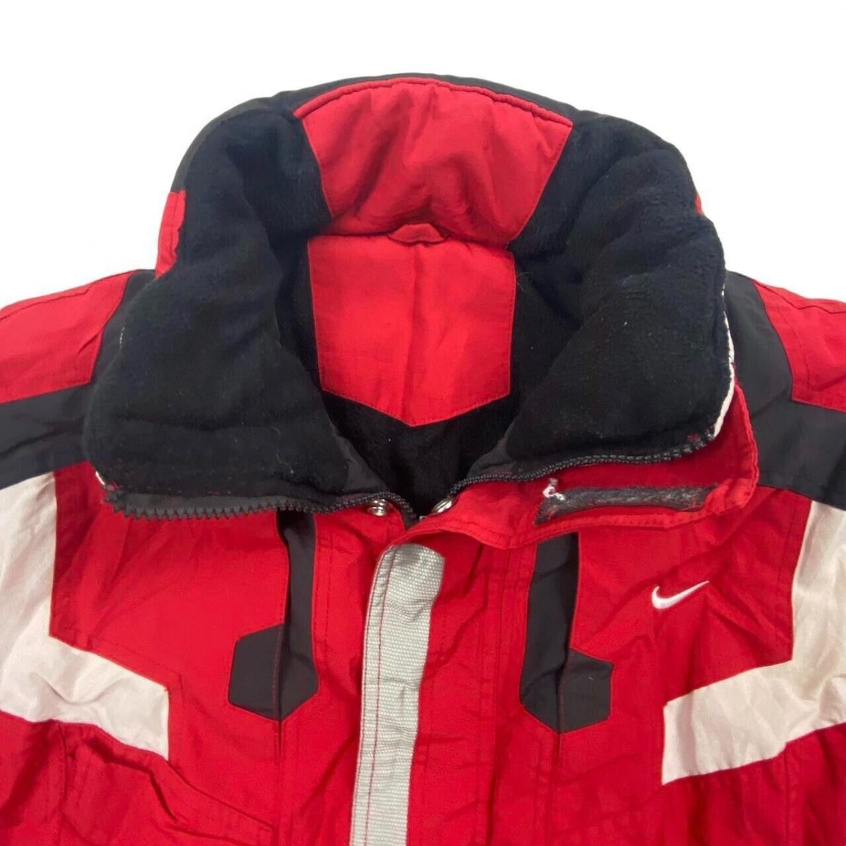 NIKE Red Black Full Sleeved Fleece Lined Coat Size Mens L - Image 3