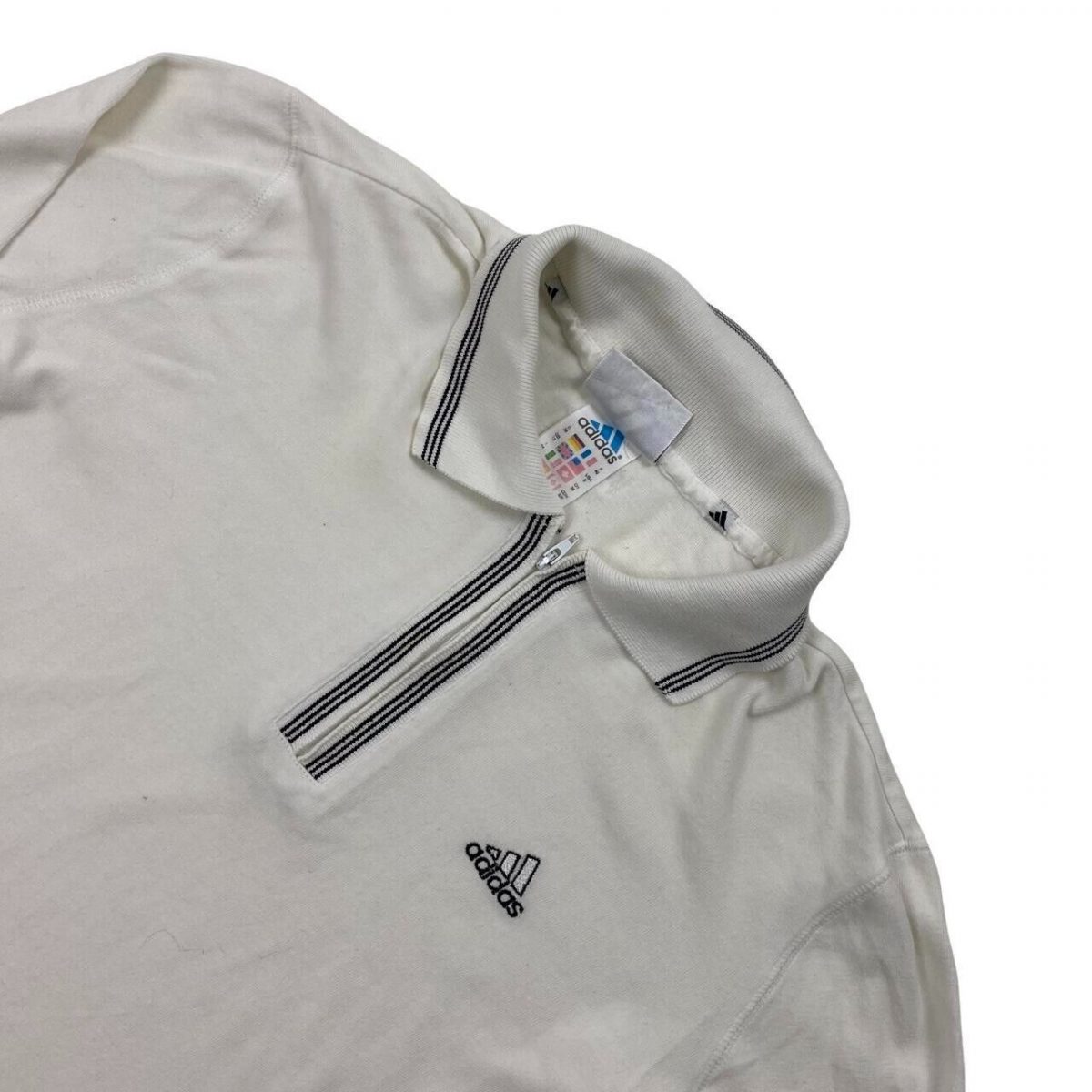 Adidas White Long Sleeved Quarter Zip Polo Shirt Size Mens S - Image 3