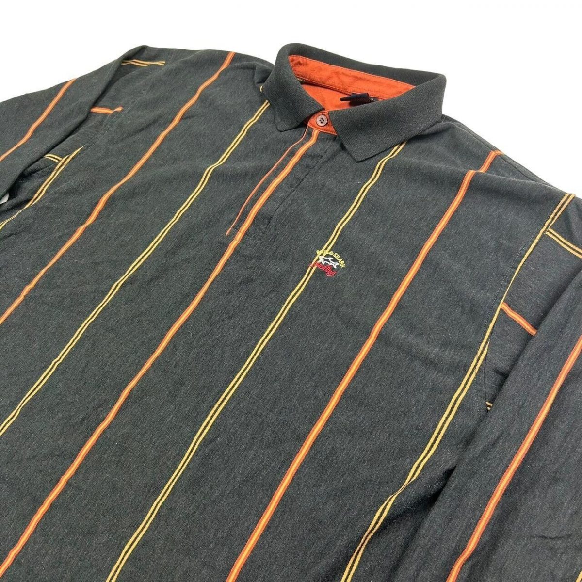 PAUL & SHARK Black Orange Vintage Long Sleeve Polo Shirt Size XL - Image 2