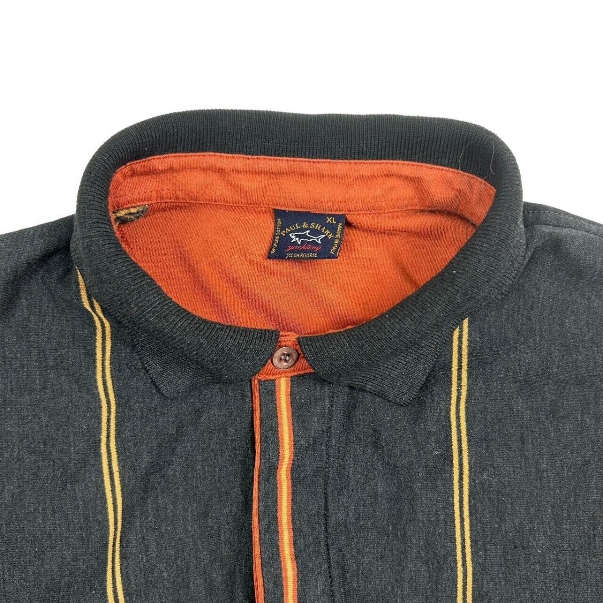 PAUL & SHARK Black Orange Vintage Long Sleeve Polo Shirt Size XL - Image 4