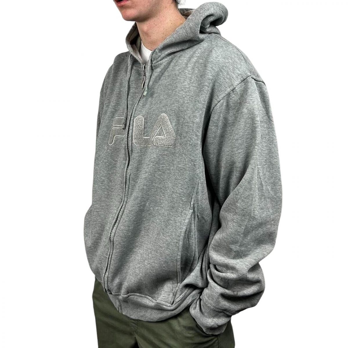 FILA Grey Long Sleeved Hoodie Mens Size XXL