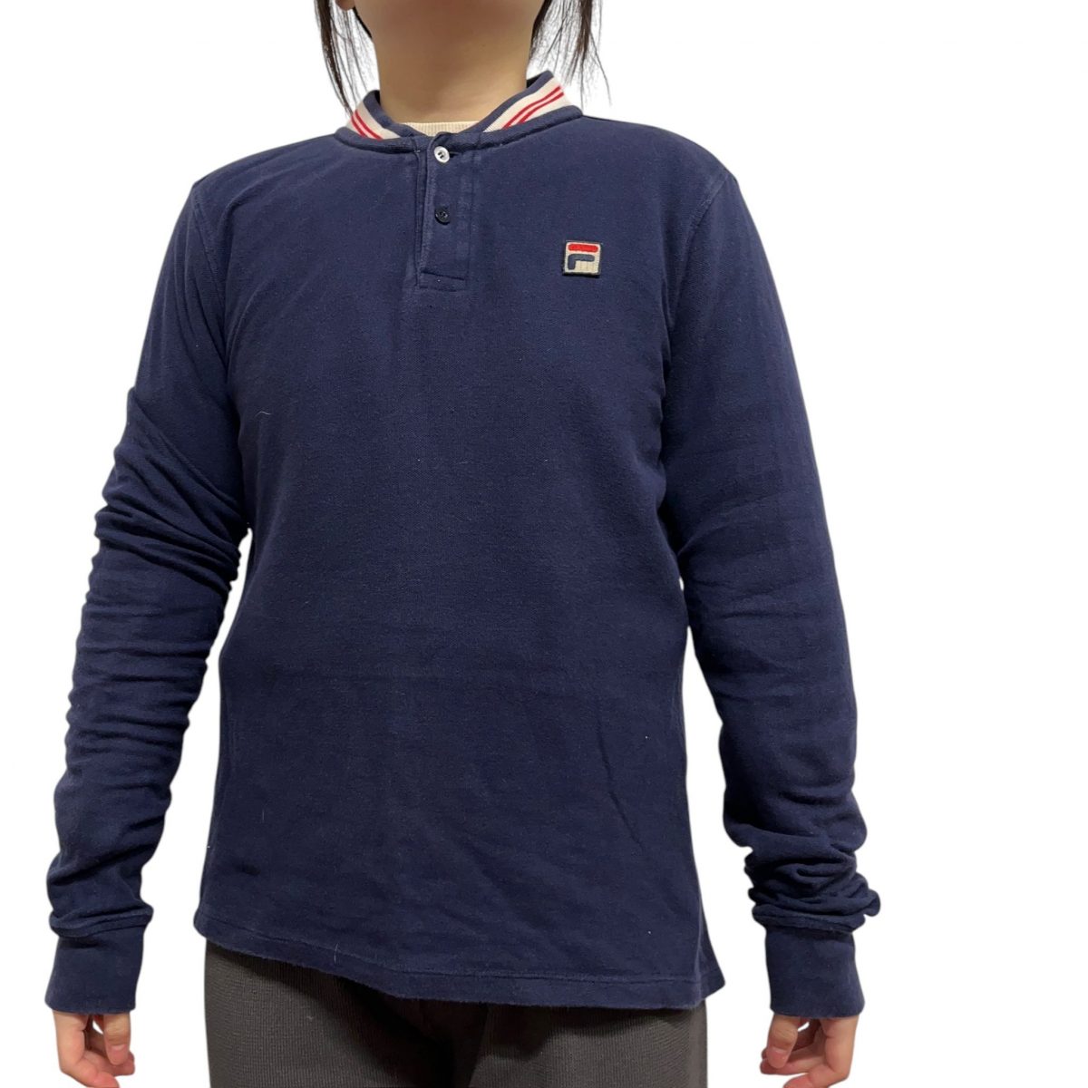 Fila Navy Long Sleeved plain Sweatshirt Mens Size M