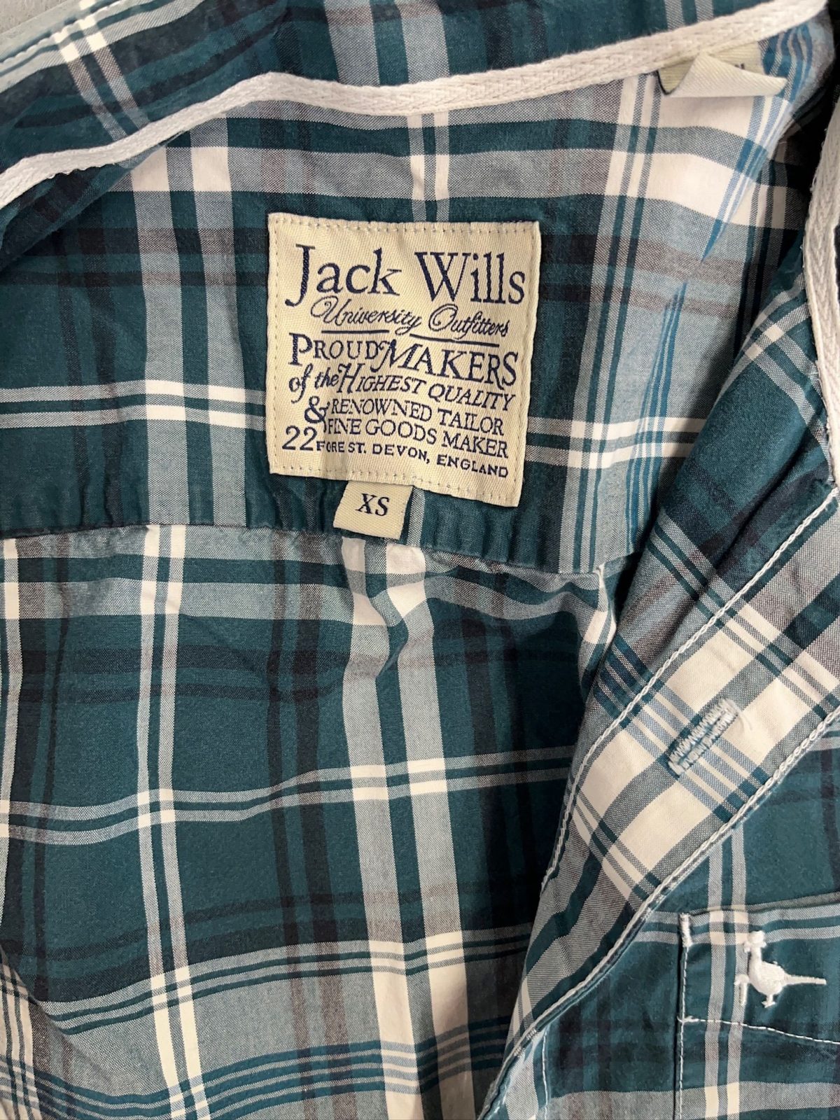 Jack Wills Blue Green Checked Long Sleeved Shirt Mens Size XS - Image 5