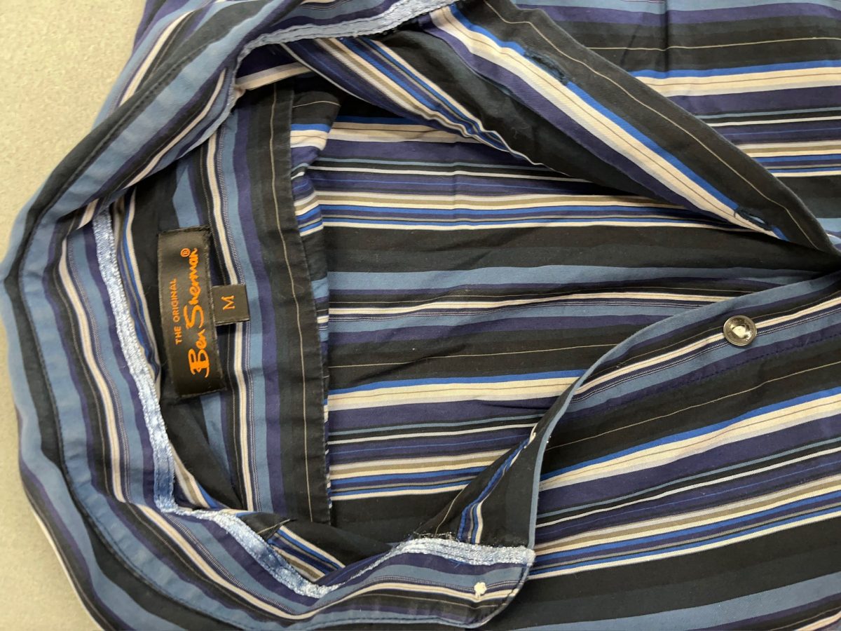 Ben Sherman Blue Navy Striped Long Sleeved Shirt Mens Size M - Image 5