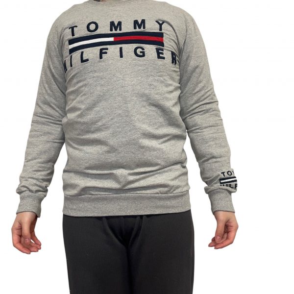 Tommy Hilfiger Grey Navy Long Sleeved Sweatshirt Mens Size S