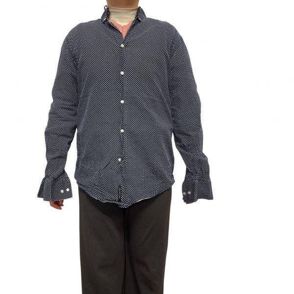 Boss Blue White Polka Dotted Long Sleeved Shirt Mens Size M