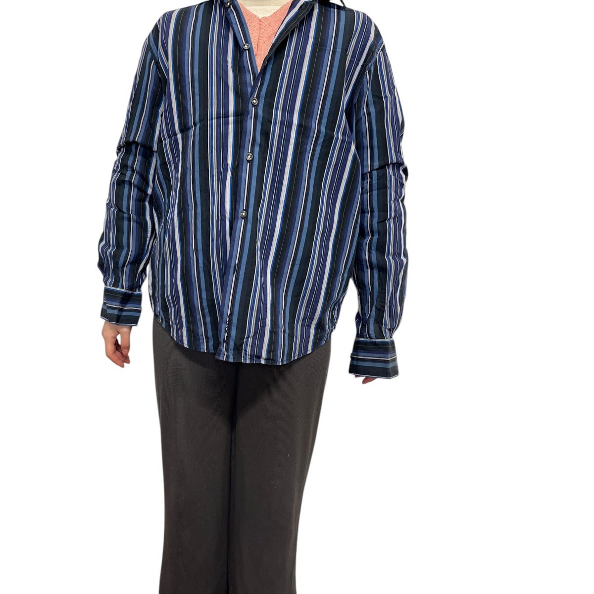 Ben Sherman Blue Navy Striped Long Sleeved Shirt Mens Size M - Image 2