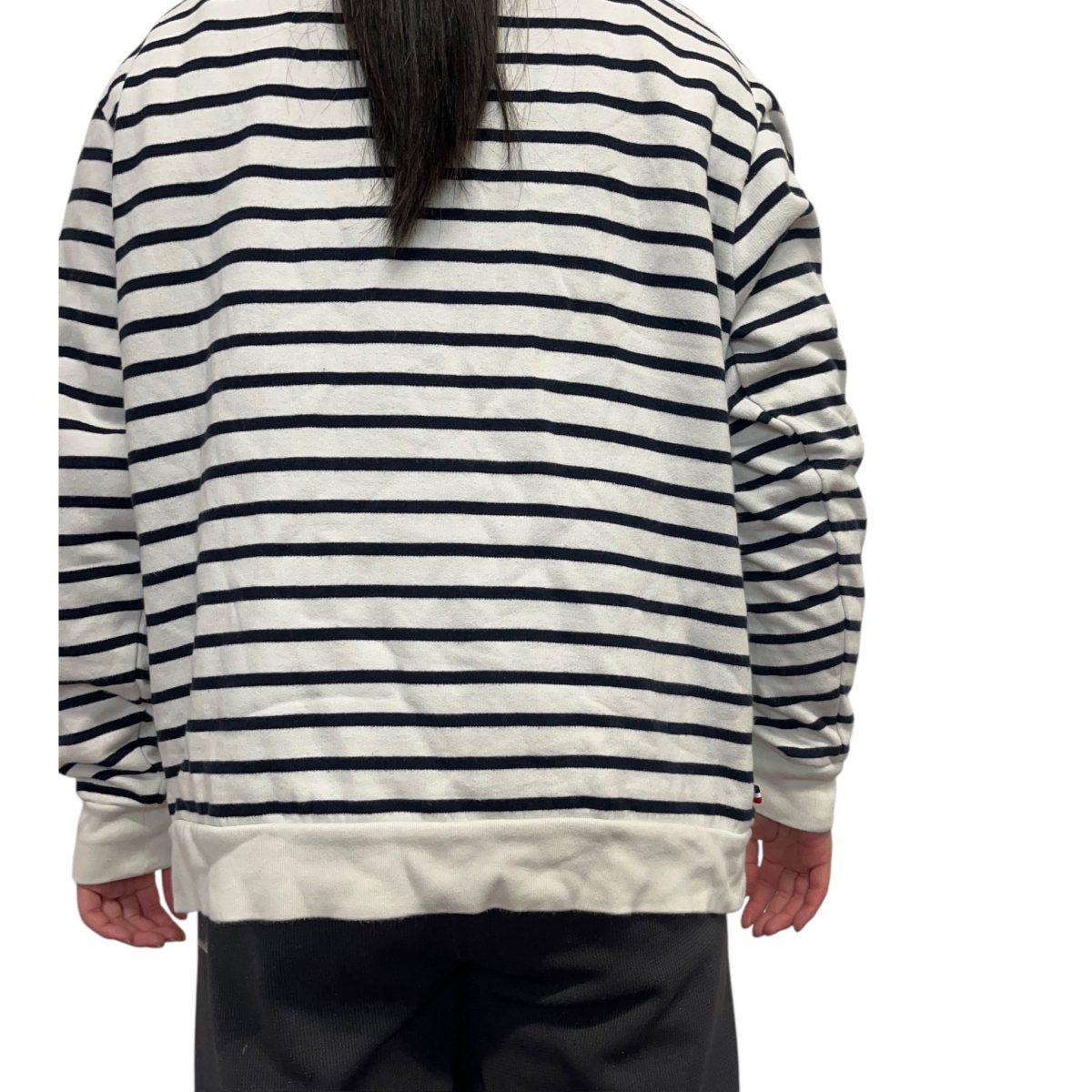 Tommy Jeans White and Black Striped Long Sleeved Jumper Mens Size L - Image 2