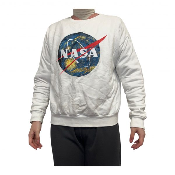 Nasa White Blue Long Sleeved Sweatshirt Mens Size S