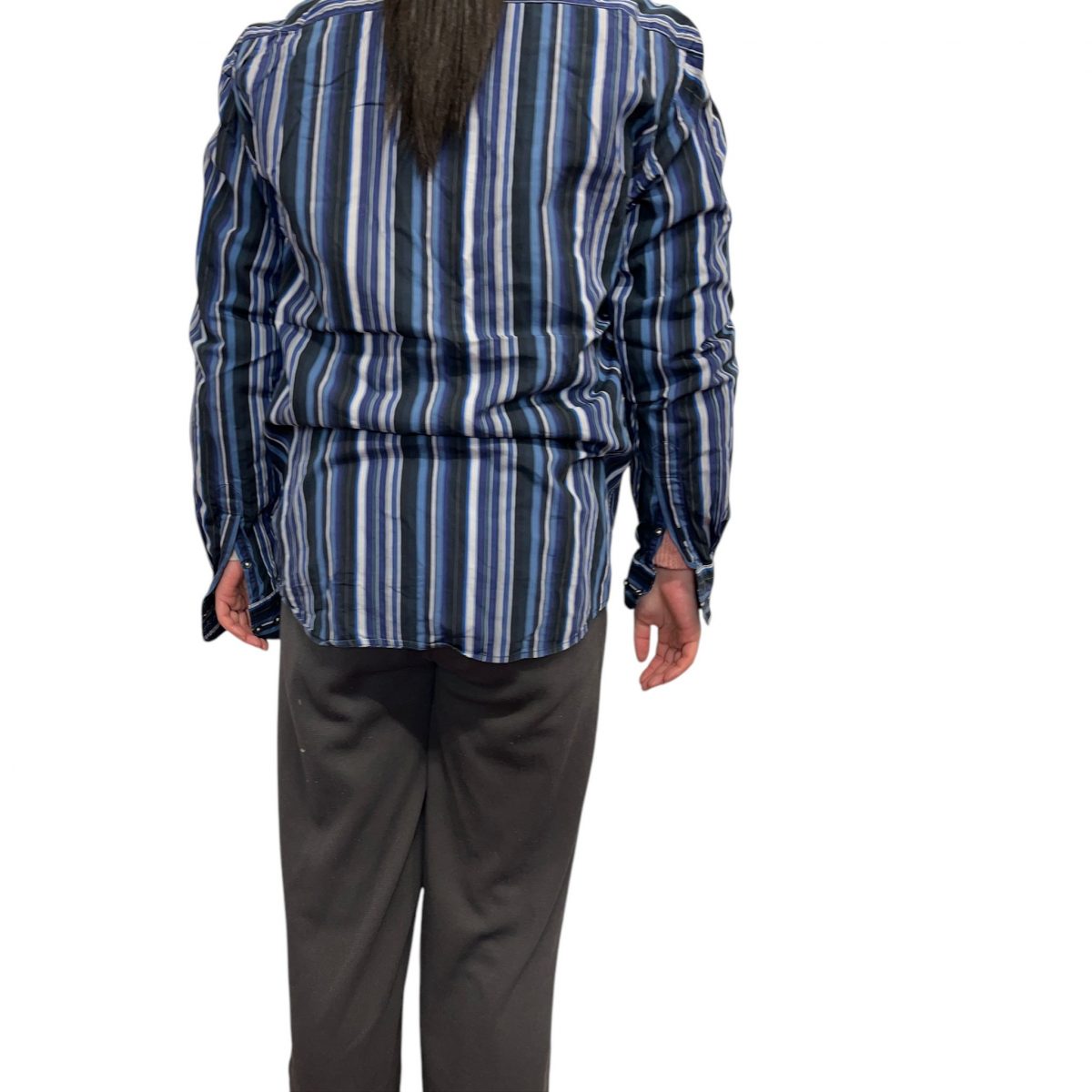 Ben Sherman Blue Navy Striped Long Sleeved Shirt Mens Size M