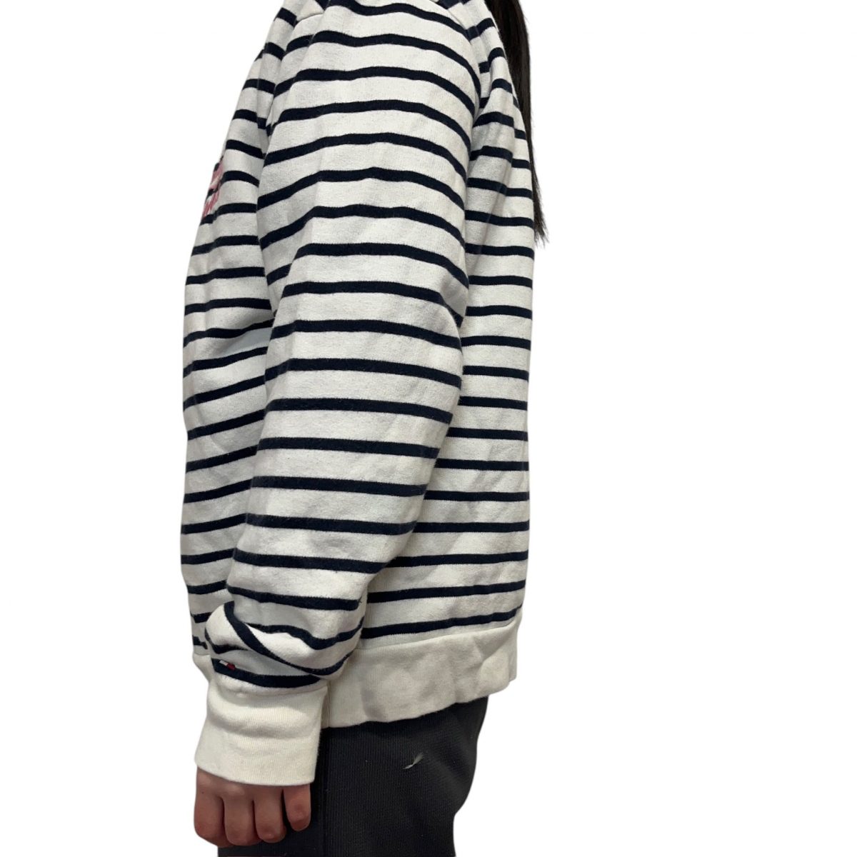 Tommy Jeans White and Black Striped Long Sleeved Jumper Mens Size L - Image 4