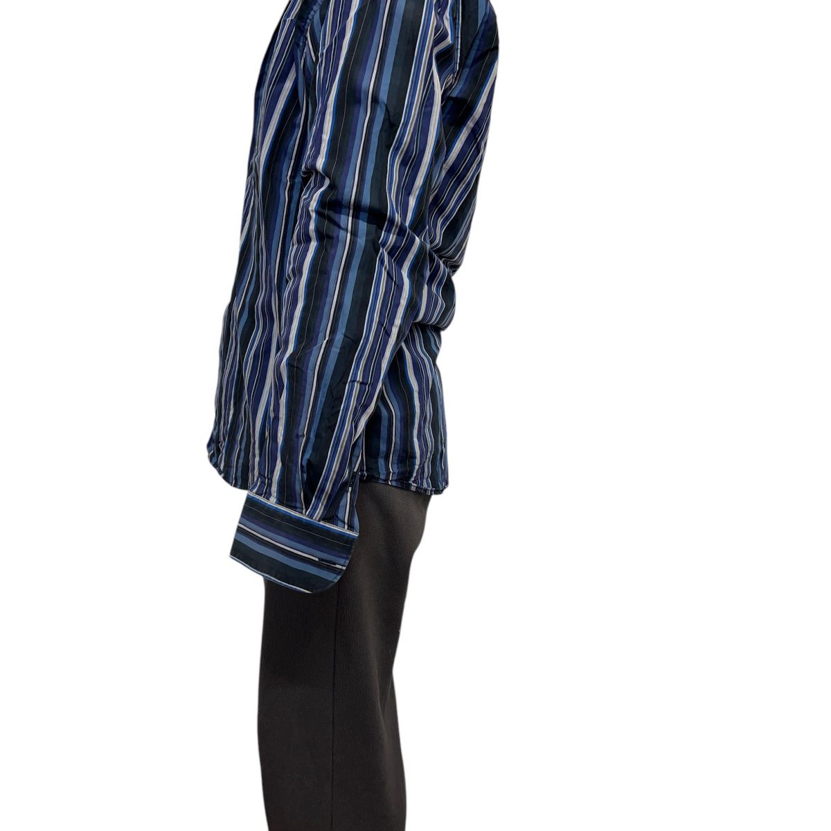 Ben Sherman Blue Navy Striped Long Sleeved Shirt Mens Size M - Image 3